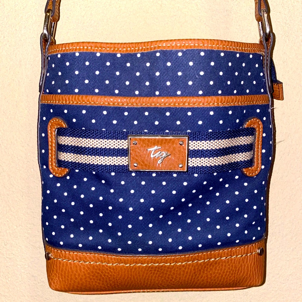 TIG Purse - Navy Blue with White Polka Dots